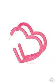 Heart Throbbing Twinkle Pink Hoop Earring