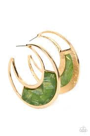 Contemporary Curves Green Hoop Earrings